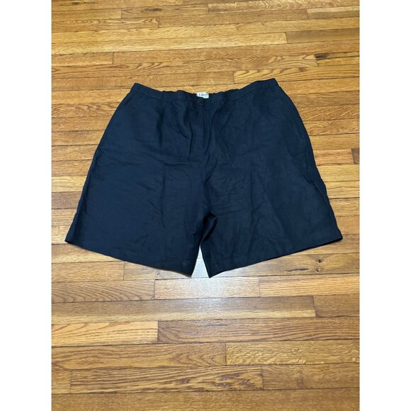 LL Bean Womens 100% Linen Bermuda Shorts Plus Sz 26W Black Elastic Waist Casual - Picture 1 of 5